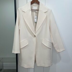 NWT HM Single Breaseted Ivory White Cream Coat Blazer Sz M